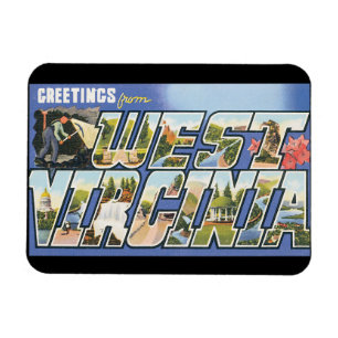 Grüße aus West Virginia_Vintage Reiseplakat Magnet