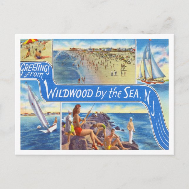 Grüße aus Wildwood am Meer, New Jersey Postkarte (Vorderseite)