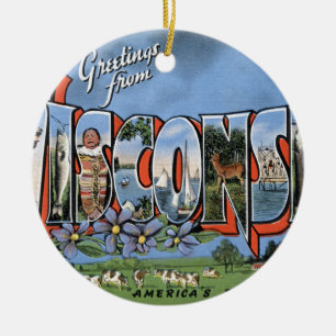 Grüße aus Wisconsin Keramik Ornament