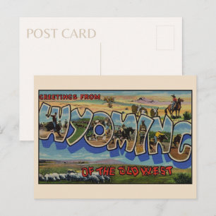 Grüße aus Wyoming Großer Buchstabe Vintage Postkarte