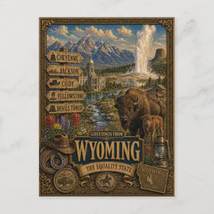 Grüße aus Wyoming Vintage Retro Kunst Postkarte