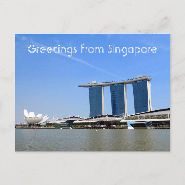Grüße der Marina Bay Postkarte (Vorderseite)