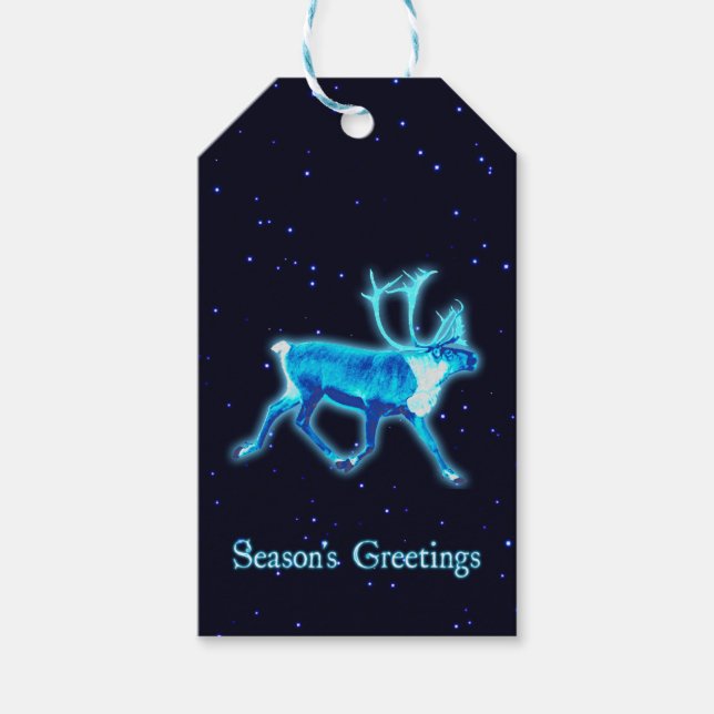 Grüße der Saison - Blaue Karibik (Reindeer) Geschenkanhänger (Vorderseite)