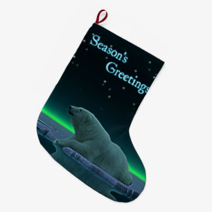Grüße der Saison - Eiskantenpolarbär Großer Weihnachtsstrumpf