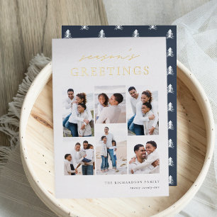 Grüße der Saison Elegant 6 Foto Collage Folien Feiertagskarte