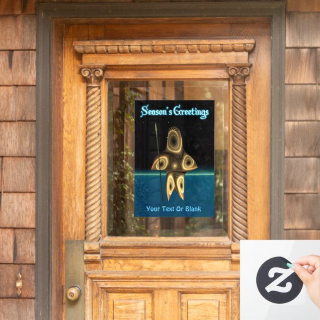 Grüße der Saison - Fraktal Inuit Hunter Fensteraufkleber (Haustür)