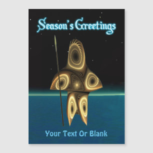 Grüße der Saison - Fraktal Inuit Hunter Magnetkarte