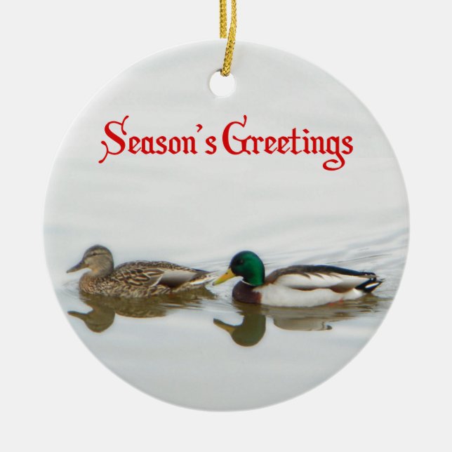 Grüße der Saison - Mallards Keramikornament (Vorne)