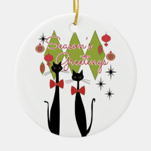 Grüße der Saison MCM Retro Coole Katze Keramik Ornament