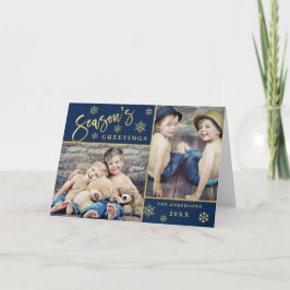 Grüße der Saison Modernes 2-FOTO Gruß Feiertagskarte