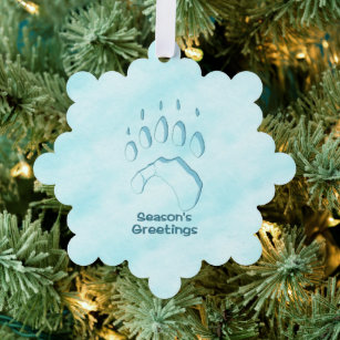 Grüße der Saison - Polar Bear Paw Print Ornament Karte