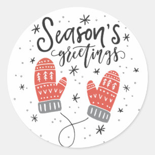 Grüße der Saison Red Mittens Holiday Sticker I