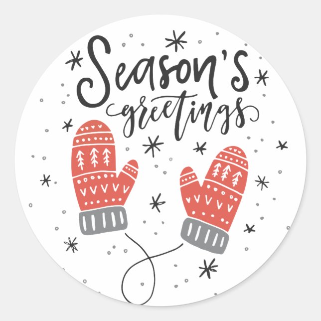 Grüße der Saison Red Mittens Holiday Sticker I (Vorderseite)