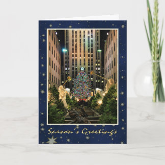Grüße der Saison: Rock Center, Blue Starry Sky Feiertagskarte