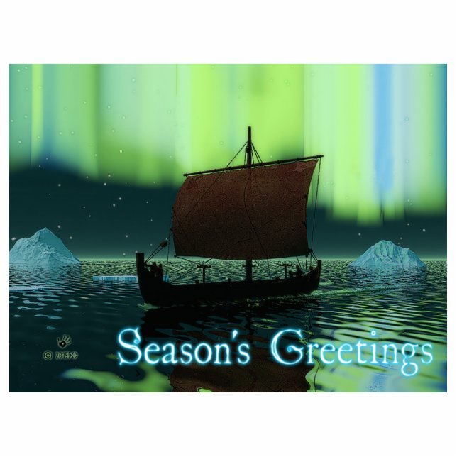 Grüße der Saison - Viking Ship Fotoskulptur Magnet (Vorne)