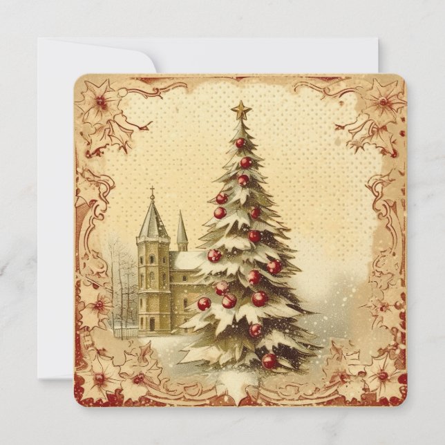 Grüße der Vintagen Jahreszeit Feiertagskarte (Vorderseite)