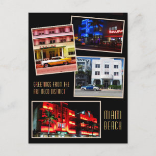 Grüße des Art Deco Distrikts Miami Beach Postkarte