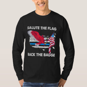 Grüße die Flagge zurück zum Abzeichen Polizei Weiß T-Shirt