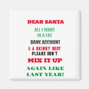 Grüße für den Weihnachtsmann und Wünsche Magnet