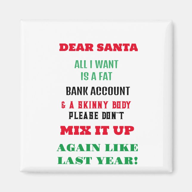 Grüße für den Weihnachtsmann und Wünsche Magnet (Vorne)