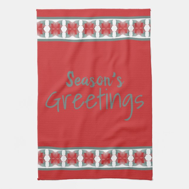 Grüße Handtuchferien Jahreszeit in Barn Rot Geschirrtuch (Vertikal)