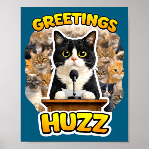 Grüße Huzz Lollip Dummer Katz-Meme Lustiger Smokin Poster