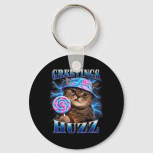 Grüße Huzz Lustige Katzen Meme Bootleg Grafik Katz Schlüsselanhänger