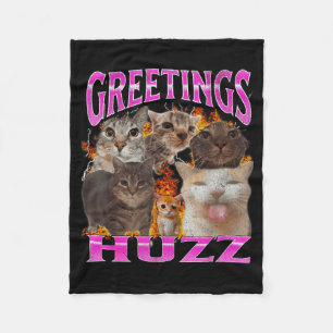 Grüße Huzz Lustige Katzen Meme Bootleg Grafik Männ Fleecedecke