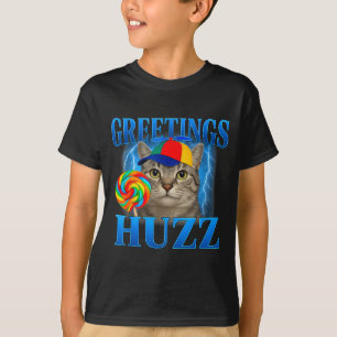 Grüße Huzz Lustiges Katzen Meme Design Für Männer T-Shirt