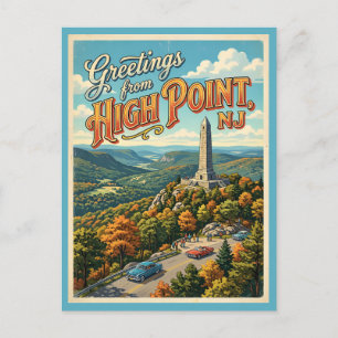 Grüße im Vintage-Stil aus High Point NJ  Postkarte