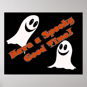 Grüße~! Niedlicher Halloween Cartoon Ghost Poster