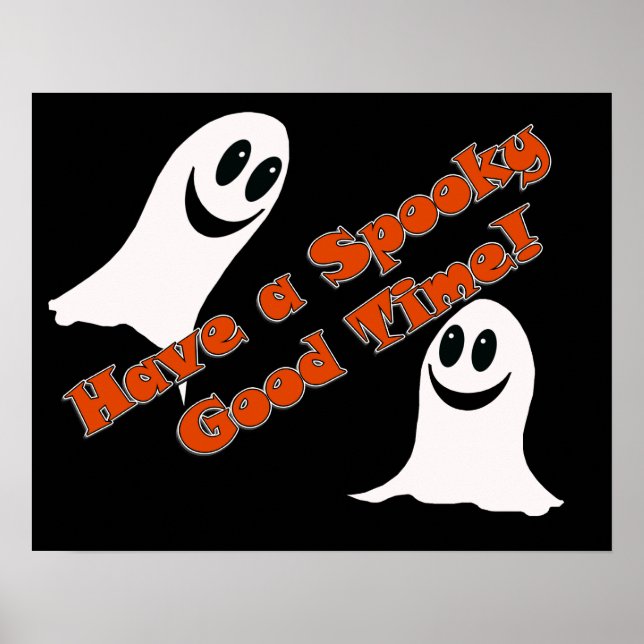 Grüße~! Niedlicher Halloween Cartoon Ghost Poster (Vorne)