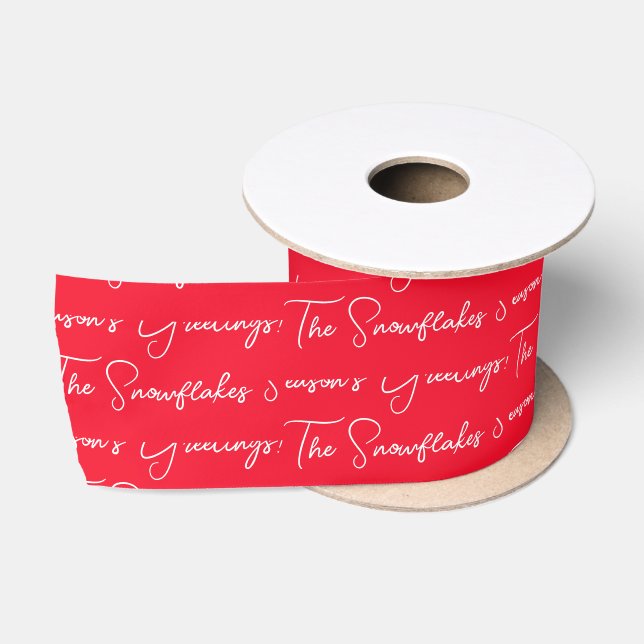 Grüße Typografie Rot der Saison Satinband (Spule)