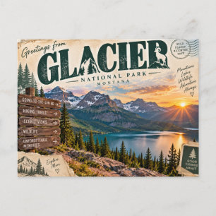 Grüße vom Glacier National Park Montana Postkarte