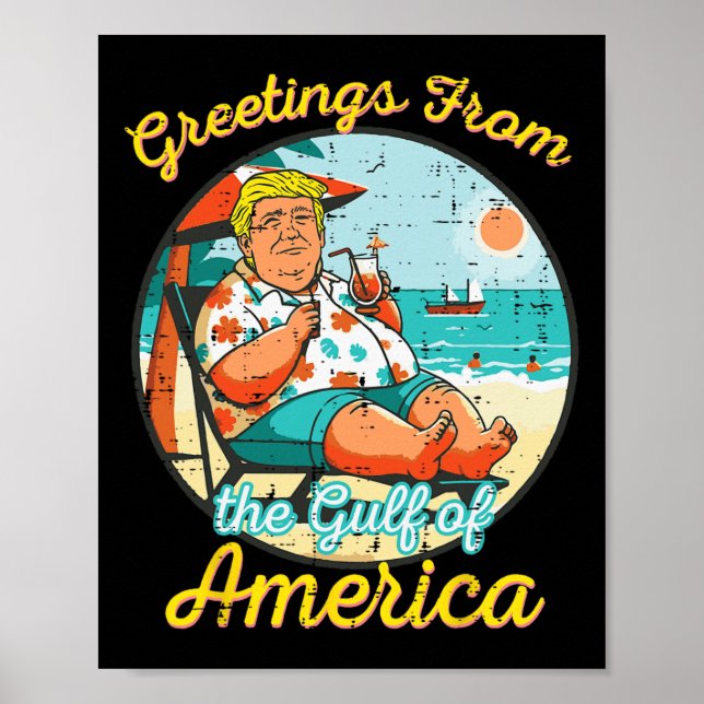 Grüße vom Golf von Amerika Strand Funny Poster (Vorne)