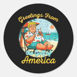 Grüße vom Golf von Amerika Strand Funny Runder Aufkleber