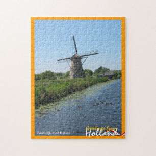 Grüße vom Hollandwindmühlen-und -enten-Puzzlesp Puzzle