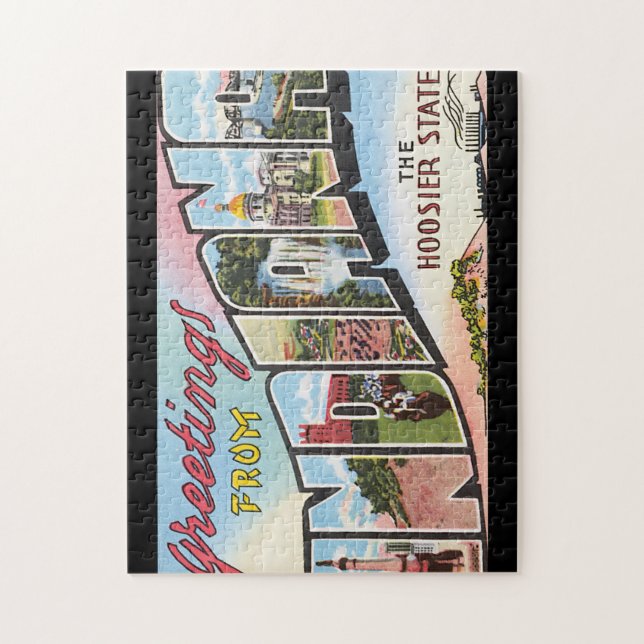 Grüße vom Indiana_Vintage Reise-Plakat Puzzle (Vertikal)