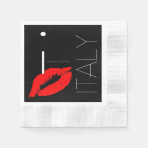 Grüße vom italienischen roten Lippenstift-Kuss Serviette