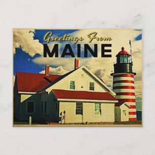Grüße vom Maine Leuchtturm Postkarte