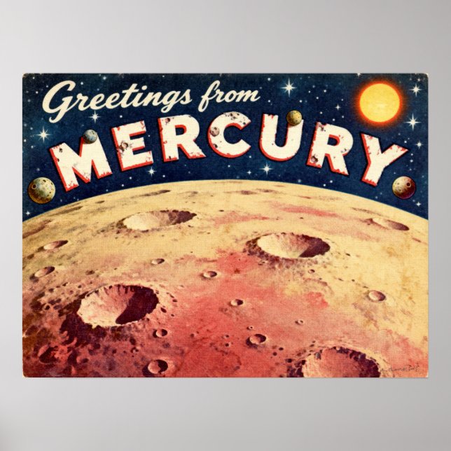 Grüße vom Mercury Retro SciFi Poster (Vorne)