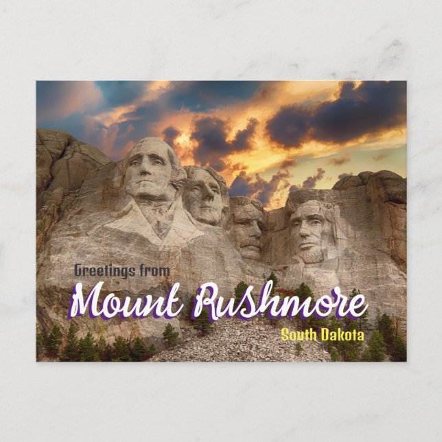 Grüße vom Mount Rushmore South Dakota Postkarte (Vorderseite)