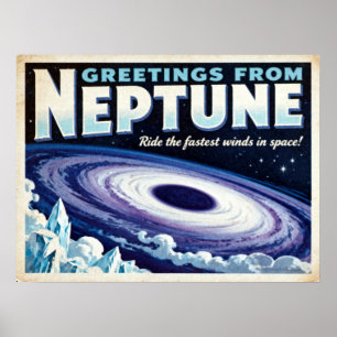 Grüße vom Neptune Retro Sci-Fi Poster