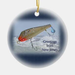 Grüße vom New Jersey Angelköder Keramik Ornament