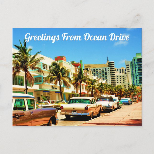 Grüße vom Ocean Drive Postkarte (Vorderseite)