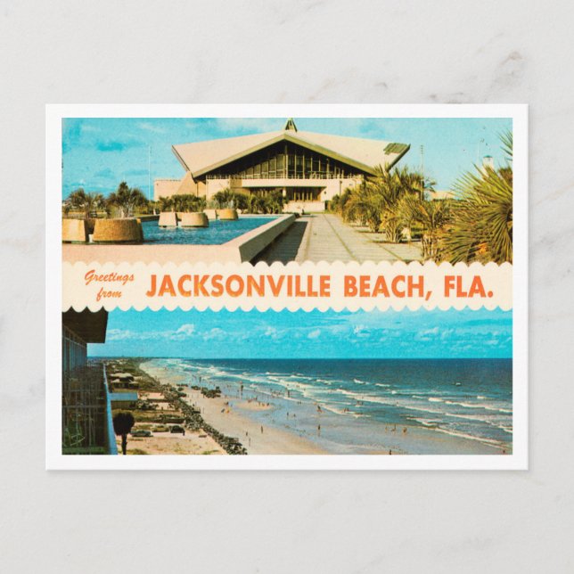 Grüße vom Strand von Jacksonville, Florida Travel Postkarte (Vorderseite)