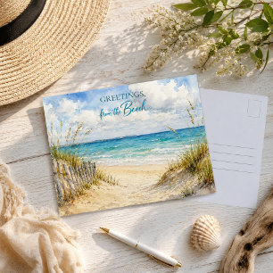 Grüße vom Strand Wasserfarbe Küste  Postkarte