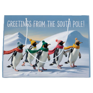 "Grüße vom Südpol" Pinguin-Design Große Geschenktüte