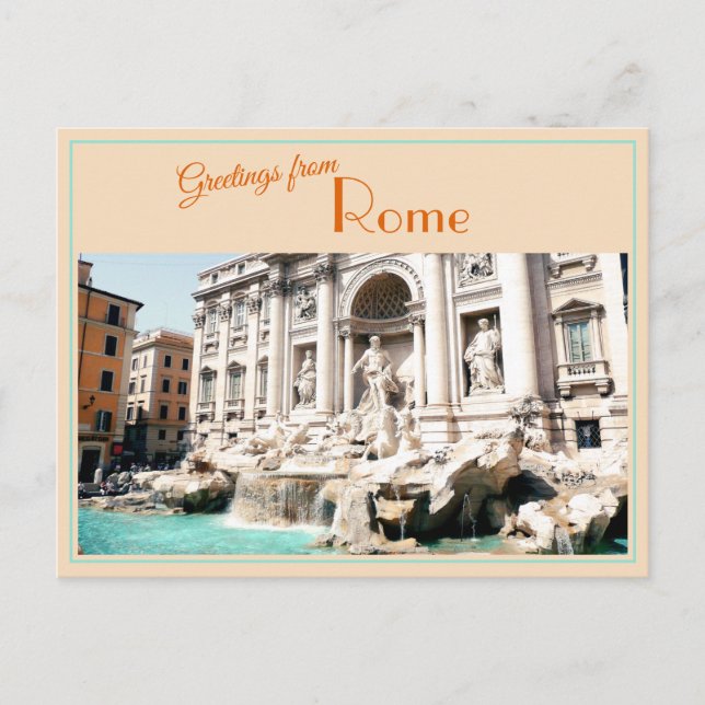 Grüße vom Trevi Brunnen Vintage Postkarte (Vorderseite)
