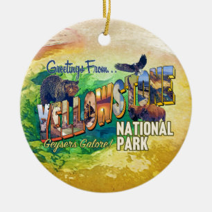Grüße vom Yellowstone-Nationalpark Keramik Ornament